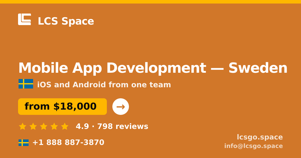Mobile App Development in Gothenburg — from $25,500, rated 5/5 by 616 clients. LCS Space.