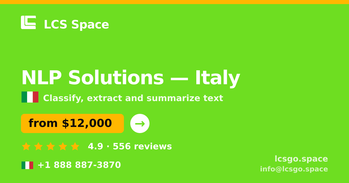 NLP Solutions in Milan — from $13,500, rated 4.8/5 by 1556 clients. LCS Space.