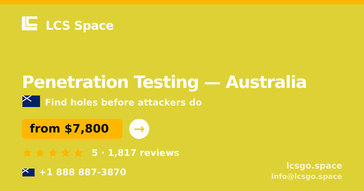 Penetration Testing in Perth — from $8,900, rated 4.7/5 by 772 clients. LCS Space.