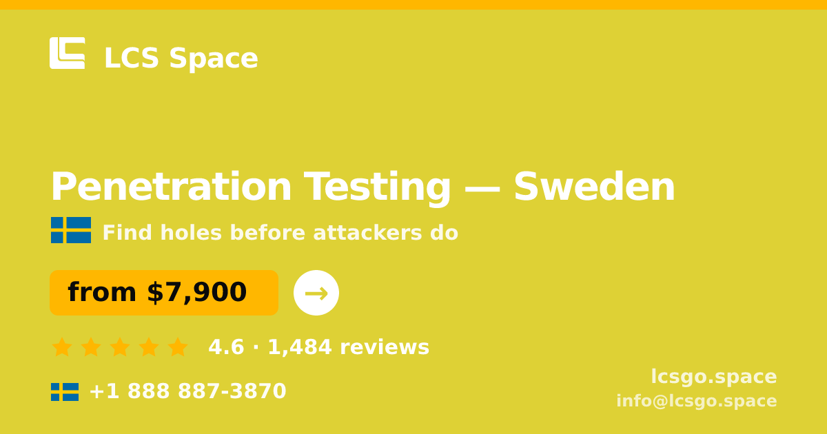 Penetration Testing in Gothenburg — from $8,600, rated 4.9/5 by 2027 clients. LCS Space.