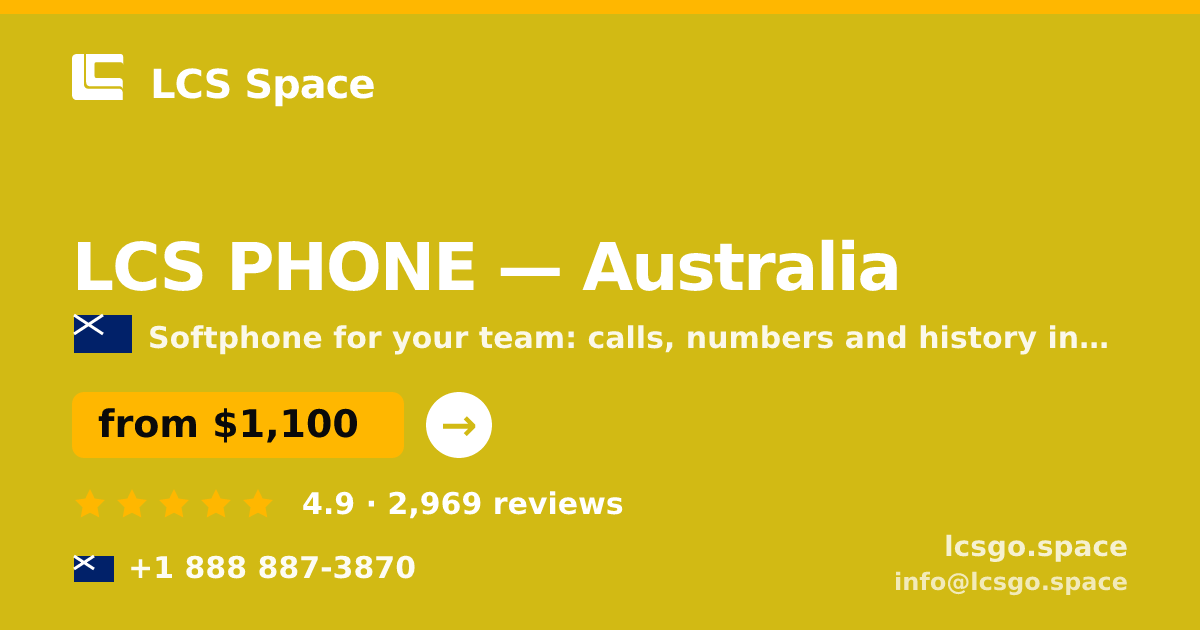 LCS PHONE in Australia — from $1,100/mo, rated 4.9/5 by 2969 clients. LCS Space.