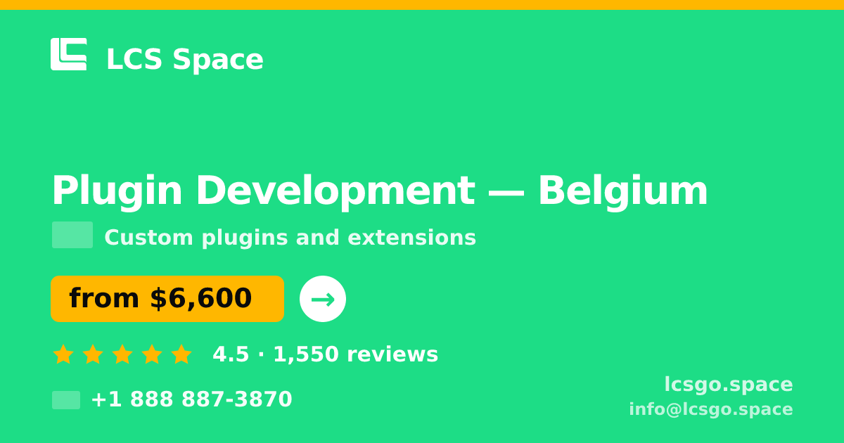 Plugin Development in Antwerp — from $5,300, rated 5/5 by 1795 clients. LCS Space.