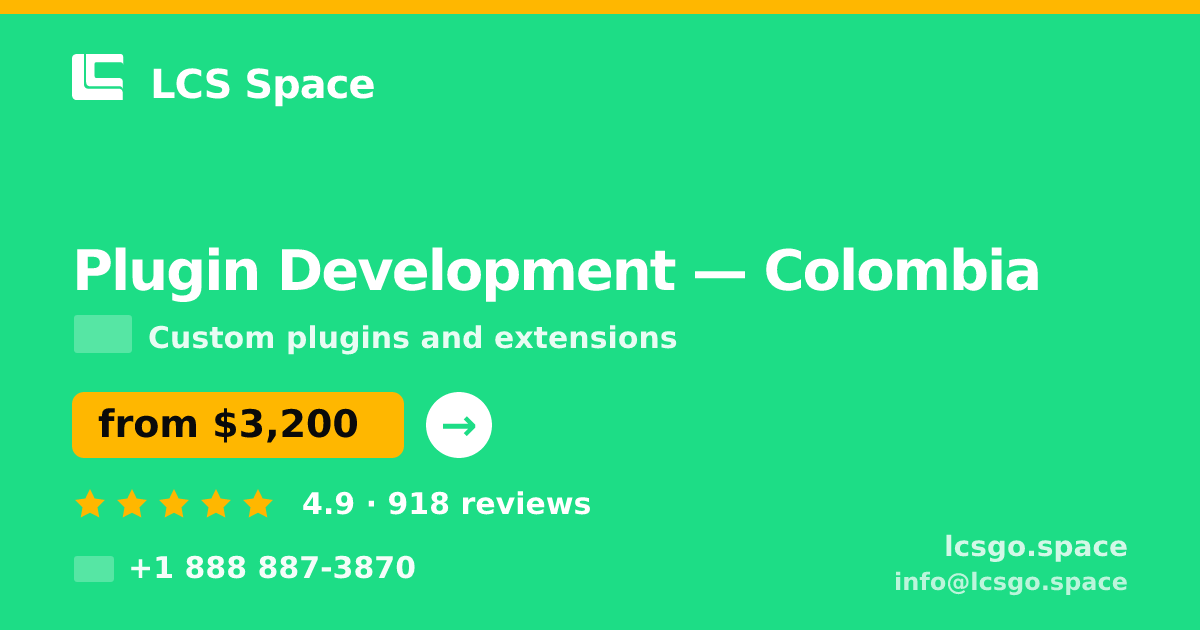 Plugin Development in Colombia — from $3,200, rated 4.9/5 by 918 clients. LCS Space.