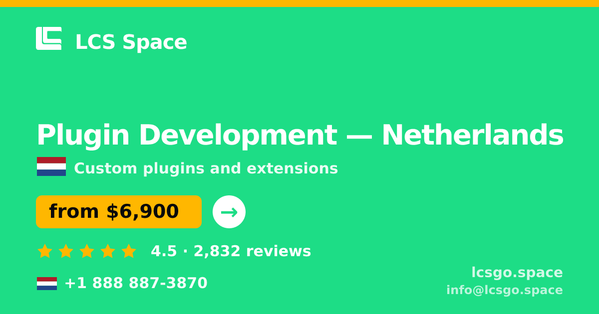 Plugin Development in The Hague — from $7,500, rated 4.6/5 by 1728 clients. LCS Space.
