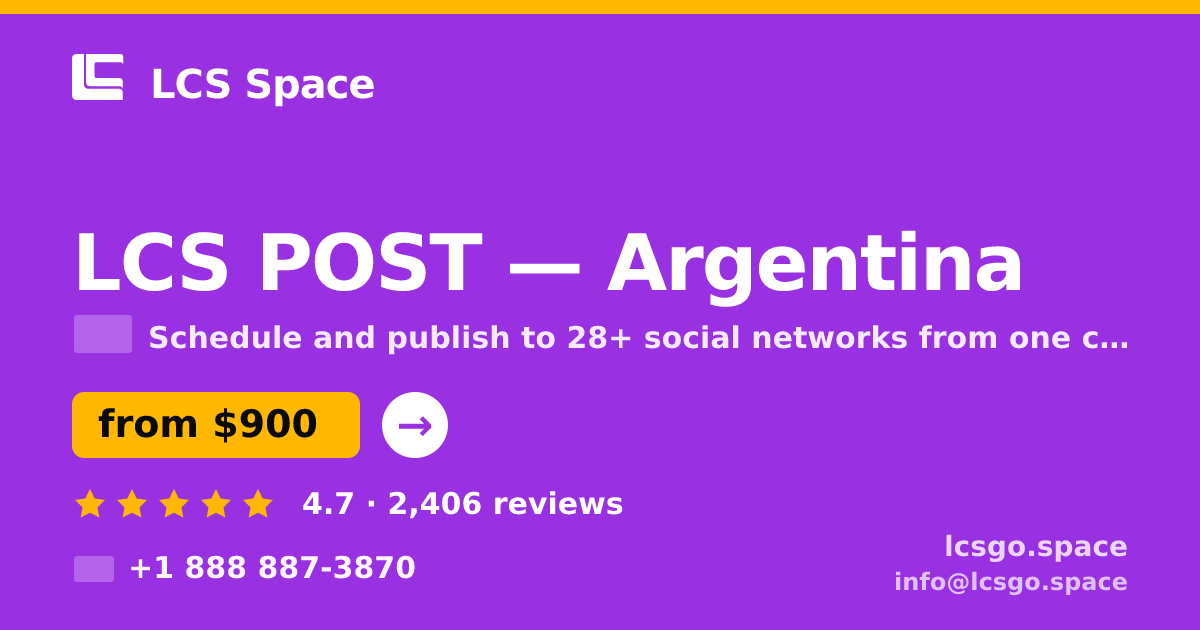 LCS POST in Argentina — from $900/mo, rated 4.7/5 by 2406 clients. LCS Space.