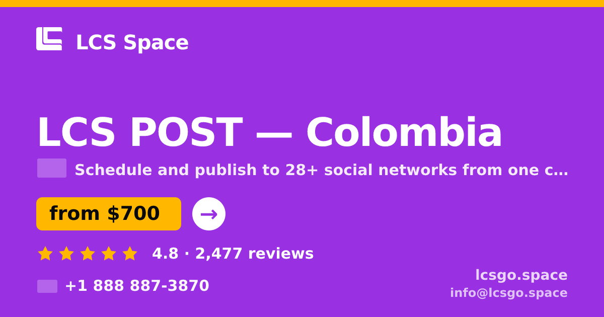 LCS POST in Colombia — from $700/mo, rated 4.8/5 by 2477 clients. LCS Space.