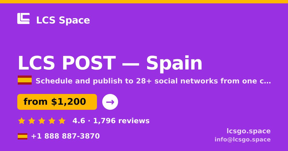 LCS POST in Spain — from $1,200/mo, rated 4.6/5 by 1796 clients. LCS Space.