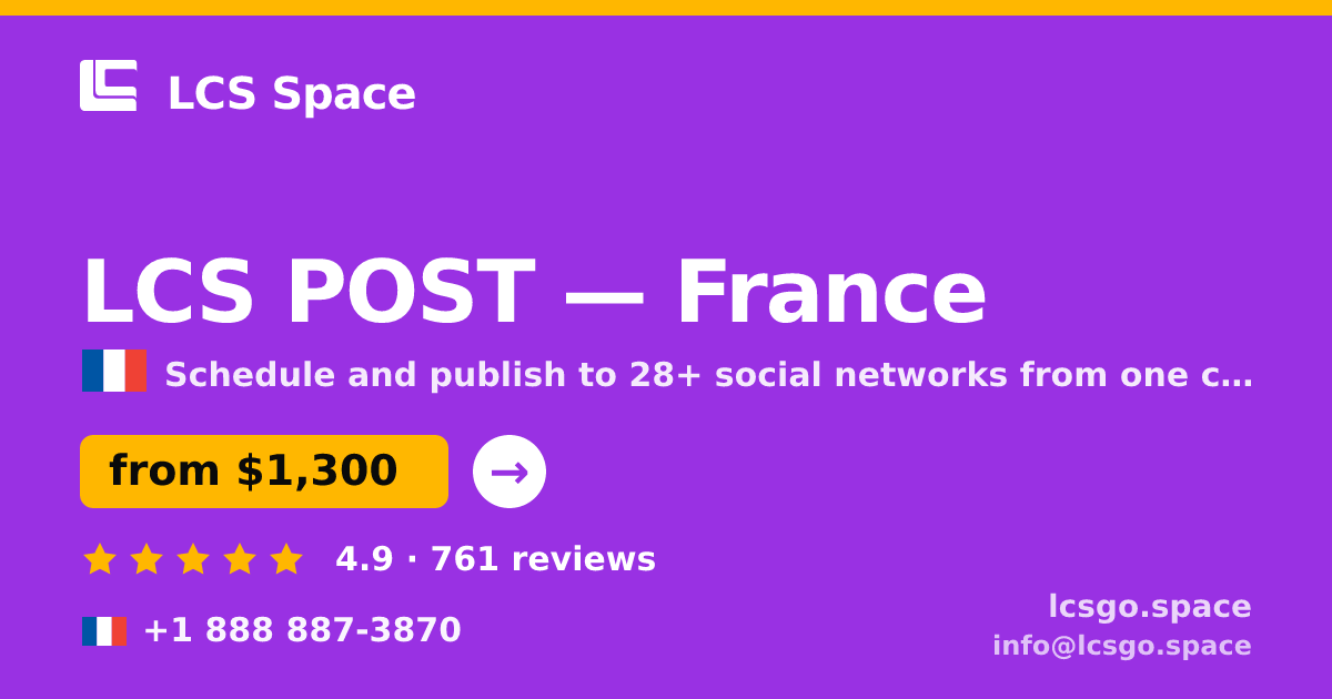 LCS POST in France — from $1,300/mo, rated 4.9/5 by 761 clients. LCS Space.