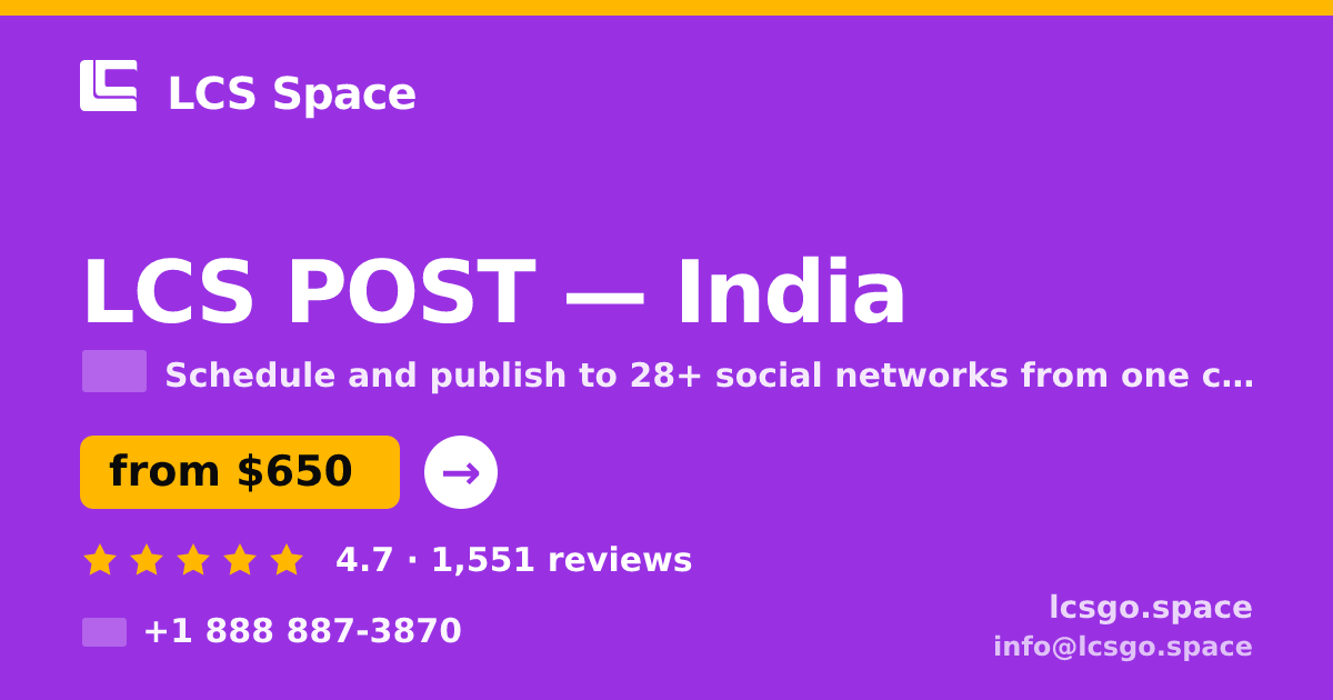 LCS POST in India — from $650/mo, rated 4.7/5 by 1551 clients. LCS Space.