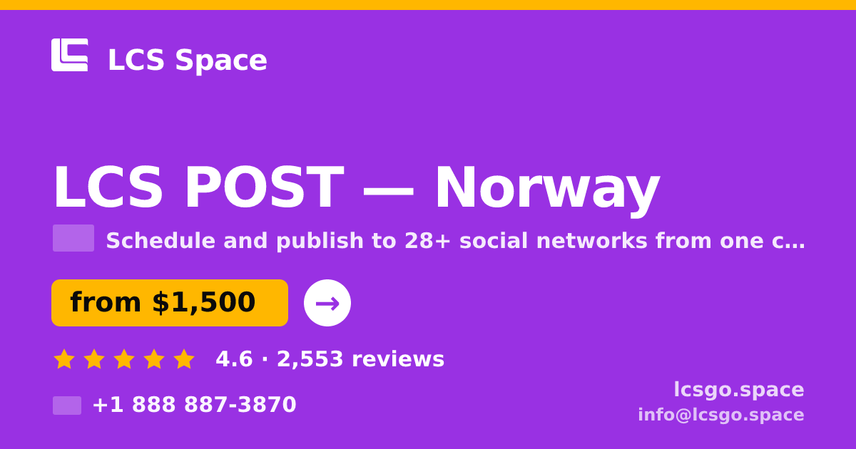 LCS POST in Norway — from $1,500/mo, rated 4.6/5 by 2553 clients. LCS Space.