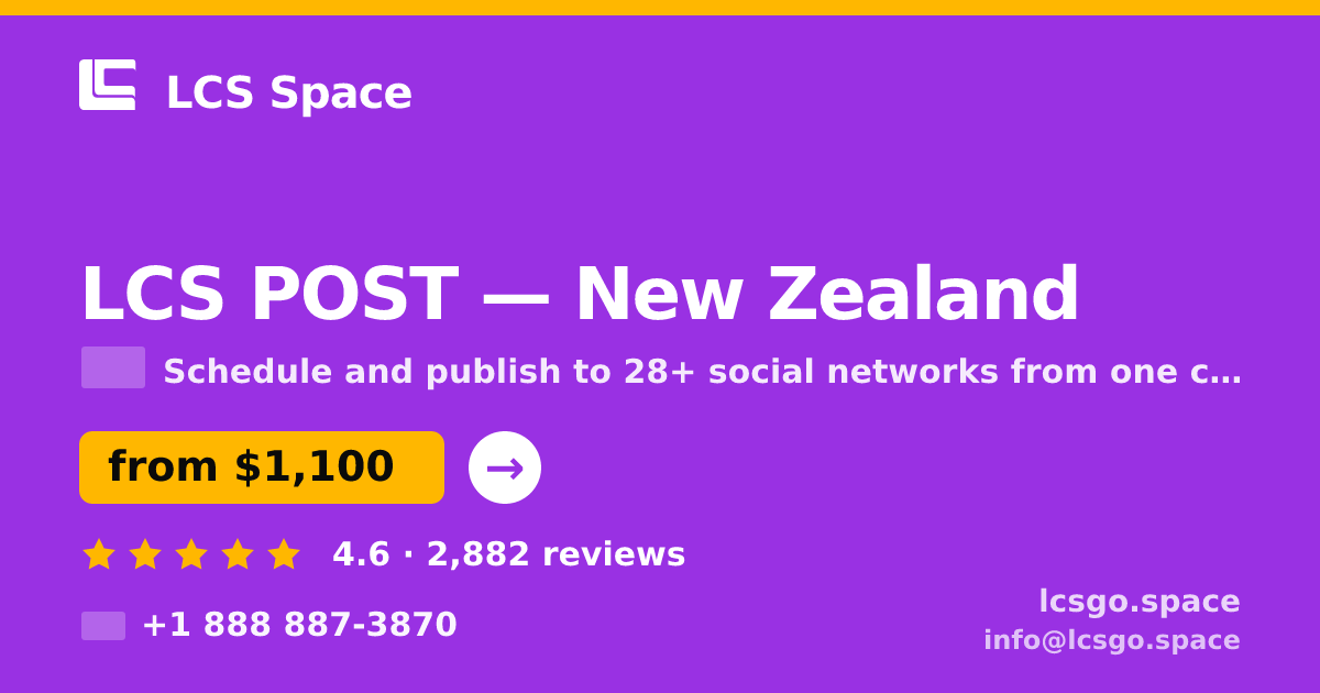 LCS POST in New Zealand — from $1,100/mo, rated 4.6/5 by 2882 clients. LCS Space.