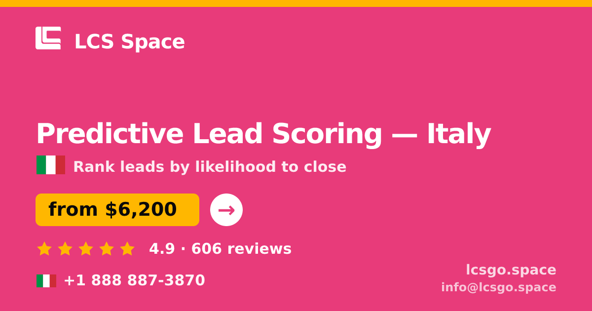 Predictive Lead Scoring in Milan — from $4,500, rated 4.6/5 by 3232 clients. LCS Space.