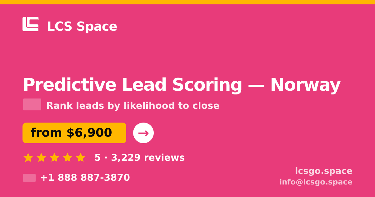 Predictive Lead Scoring in Norway — from $6,900, rated 5/5 by 3229 clients. LCS Space.