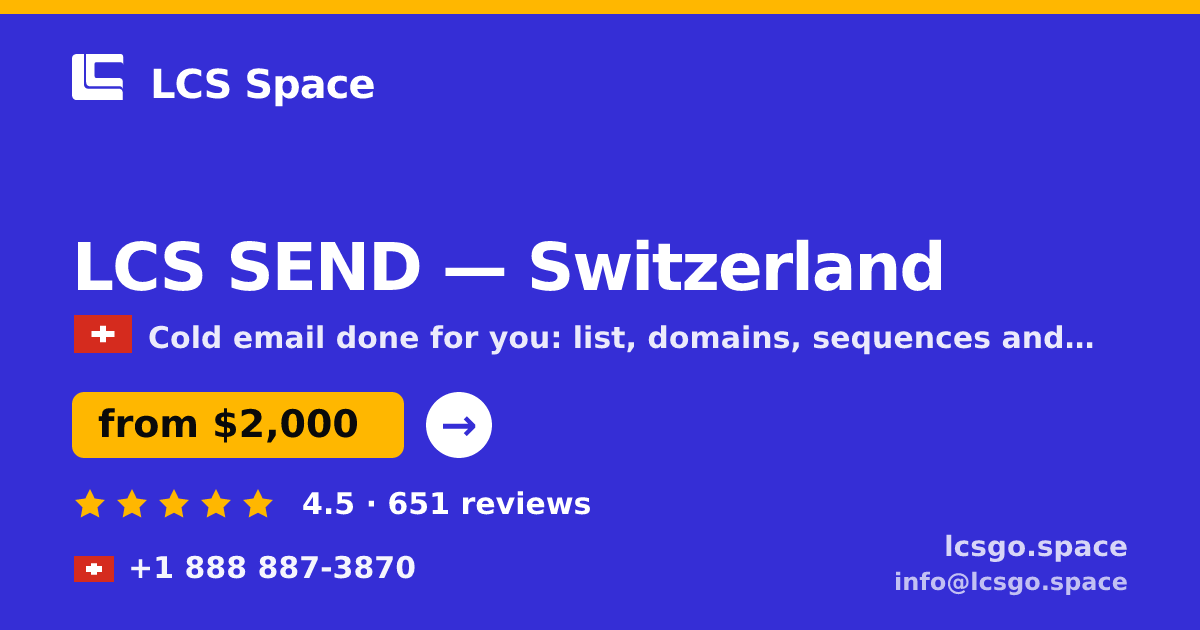 LCS SEND in Switzerland — from $2,000/mo, rated 4.5/5 by 651 clients. LCS Space.