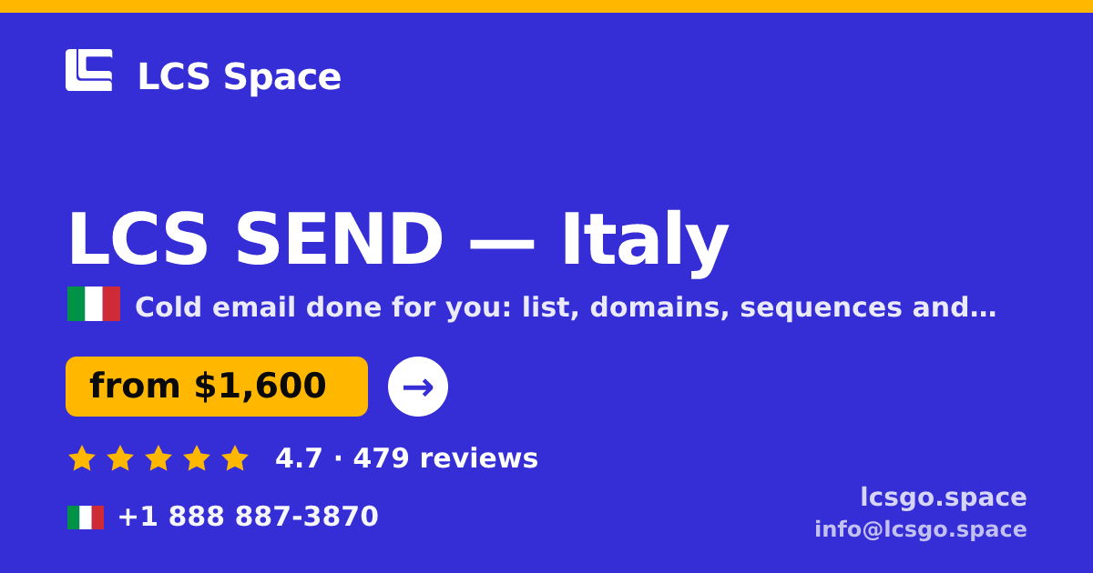 LCS SEND in Italy — from $1,600/mo, rated 4.7/5 by 479 clients. LCS Space.