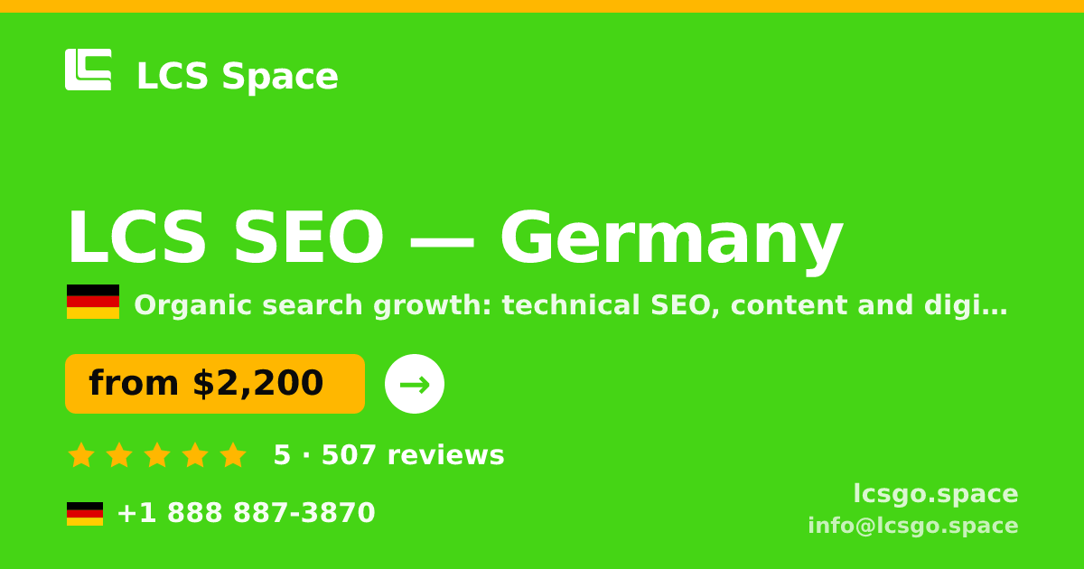 LCS SEO in Germany — from $2,200/mo, rated 5/5 by 507 clients. LCS Space.