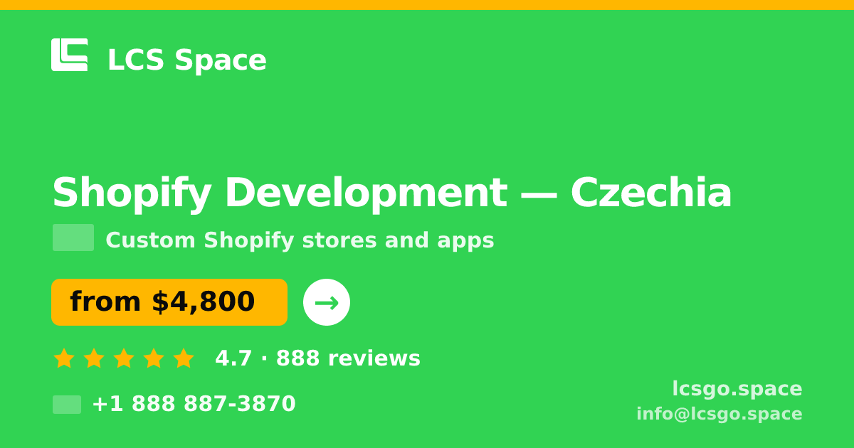 Shopify Development in Czechia — from $4,800, rated 4.7/5 by 888 clients. LCS Space.