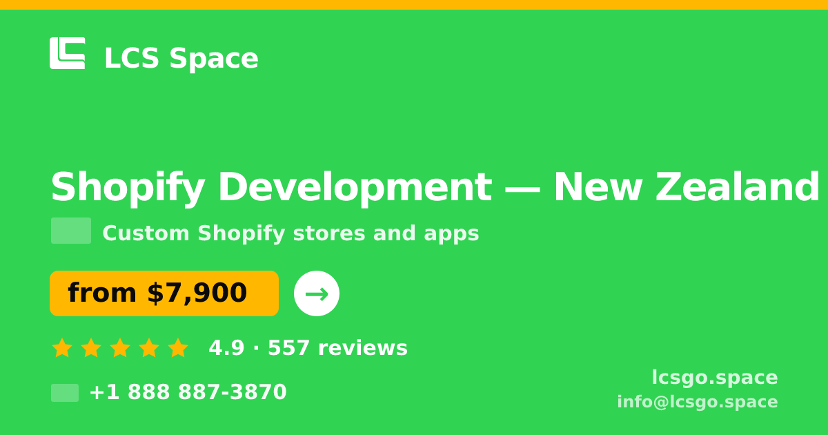 Shopify Development in Wellington — from $6,100, rated 4.6/5 by 3008 clients. LCS Space.