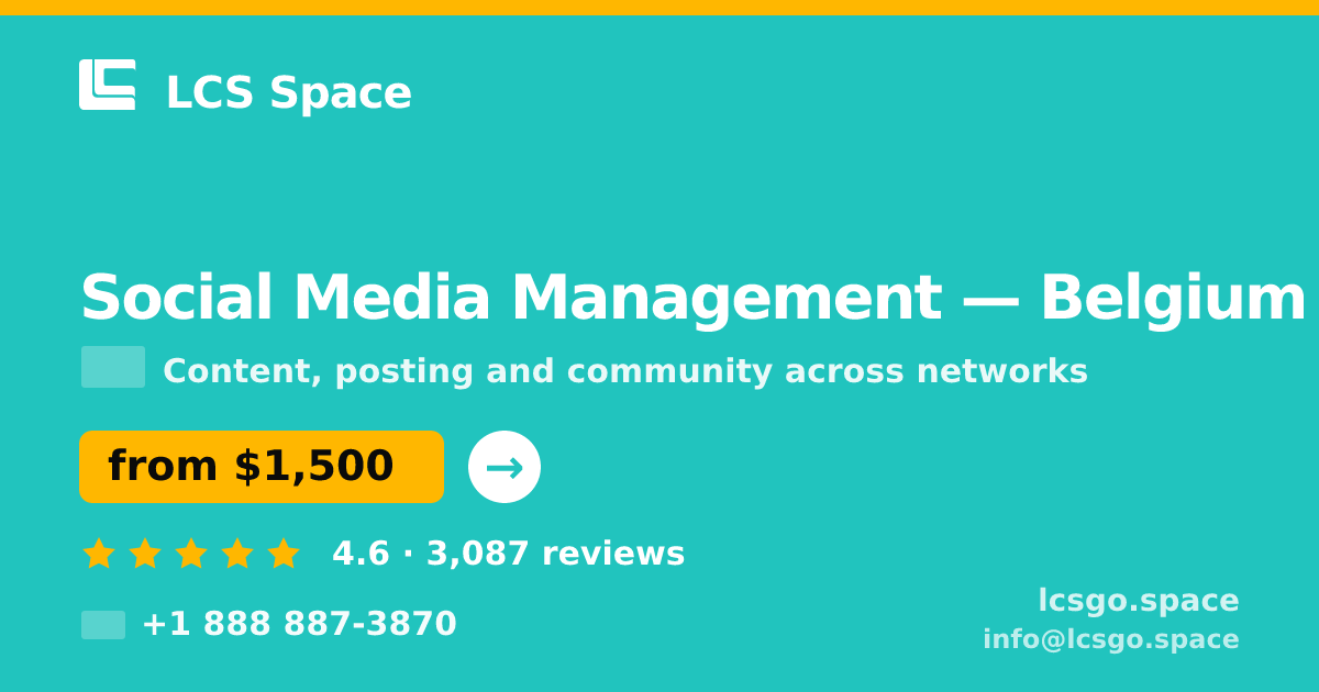 Social Media Management in Belgium — from $1,500/mo, rated 4.6/5 by 3087 clients. LCS Space.