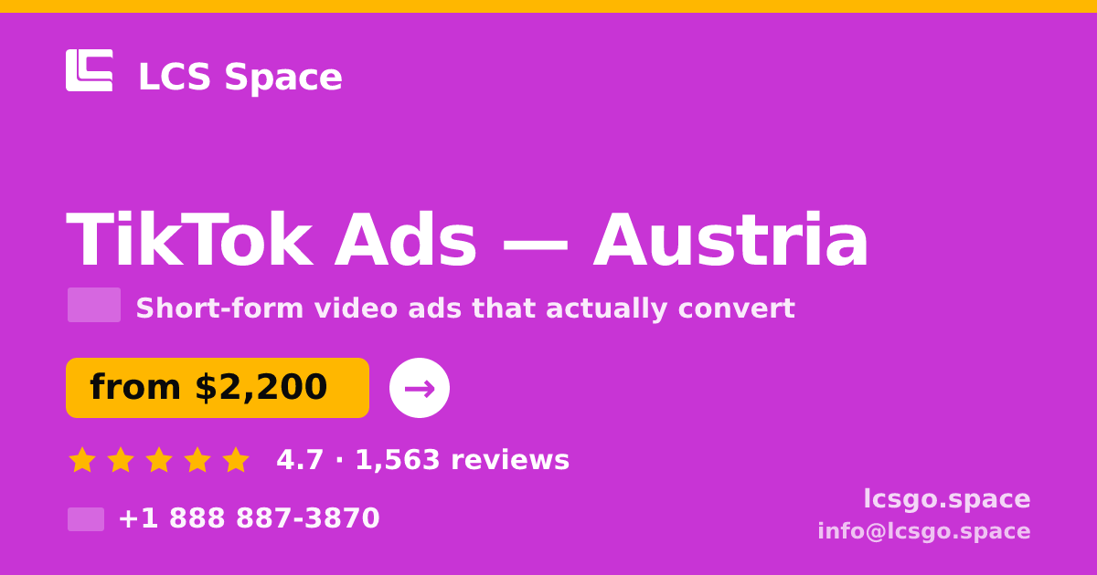 TikTok Ads in Graz — from $2,800/mo, rated 4.7/5 by 2213 clients. LCS Space.