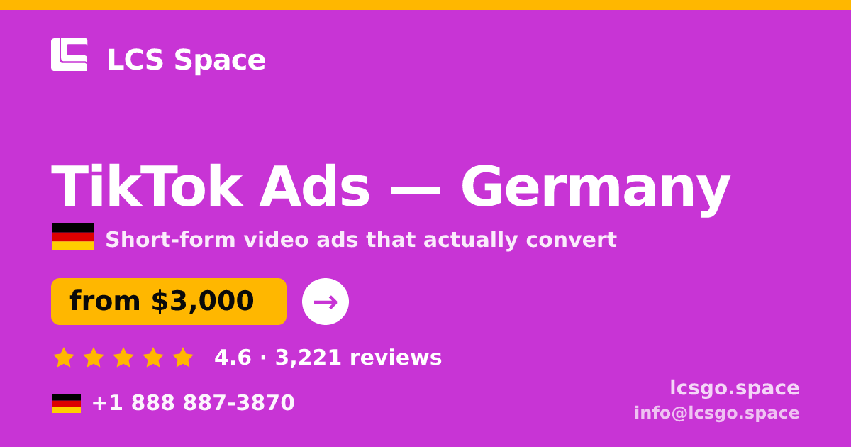 TikTok Ads in Berlin — from $2,900/mo, rated 4.8/5 by 3265 clients. LCS Space.