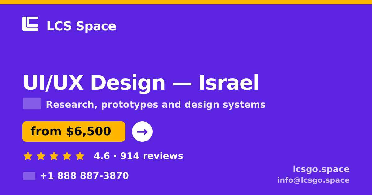 UI/UX Design in Tel Aviv — from $9,200, rated 5/5 by 1959 clients. LCS Space.