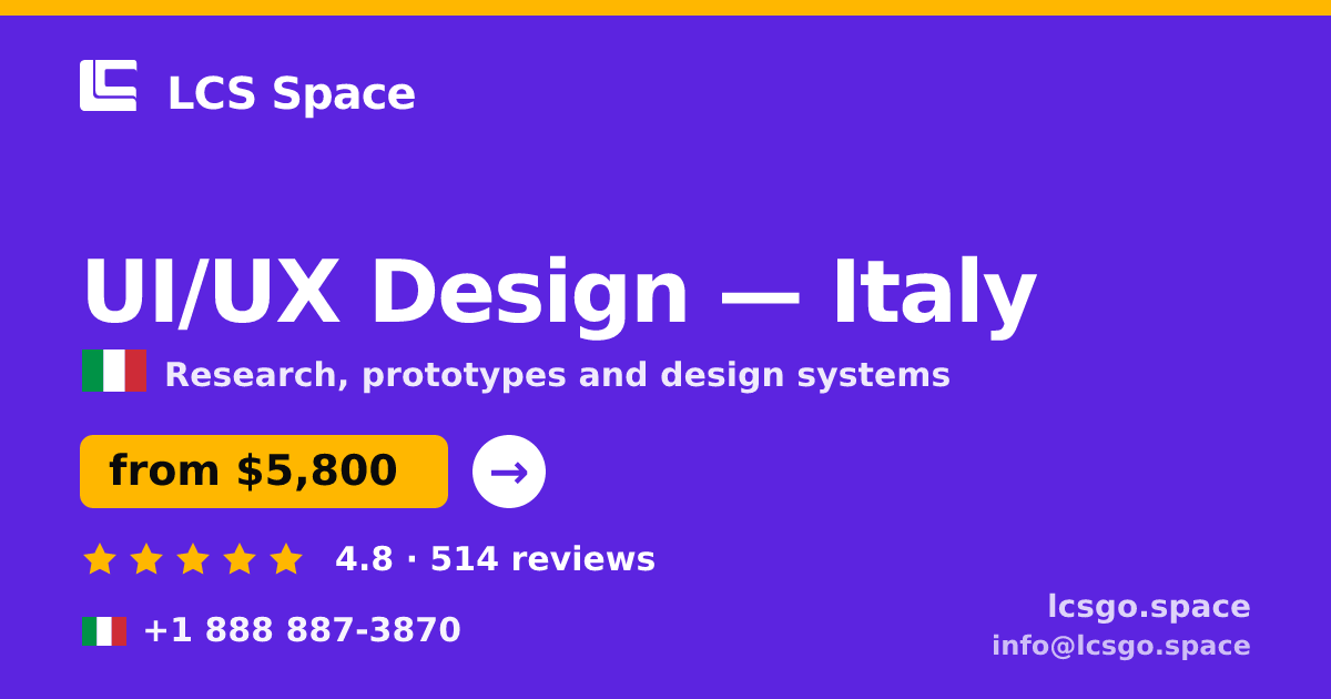 UI/UX Design in Milan — from $5,900, rated 4.9/5 by 1674 clients. LCS Space.