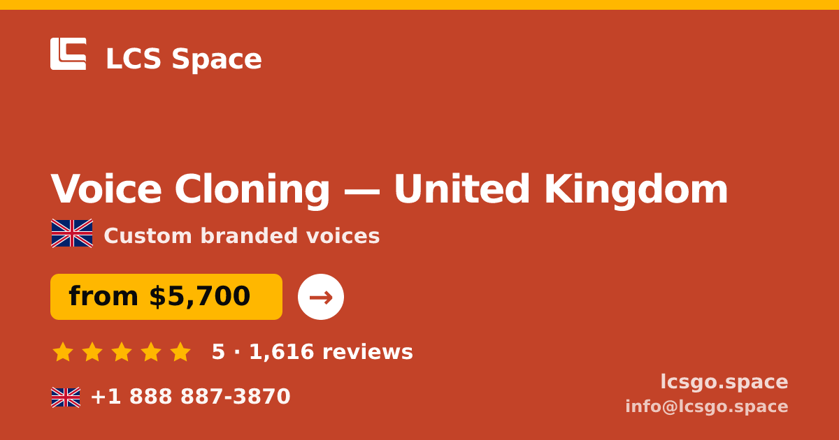 Voice Cloning in Leeds — from $6,200, rated 4.9/5 by 398 clients. LCS Space.