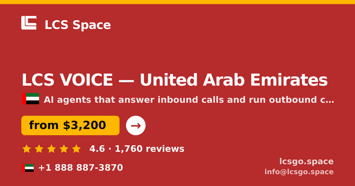 LCS VOICE in United Arab Emirates — from $3,200/mo, rated 4.6/5 by 1760 clients. LCS Space.