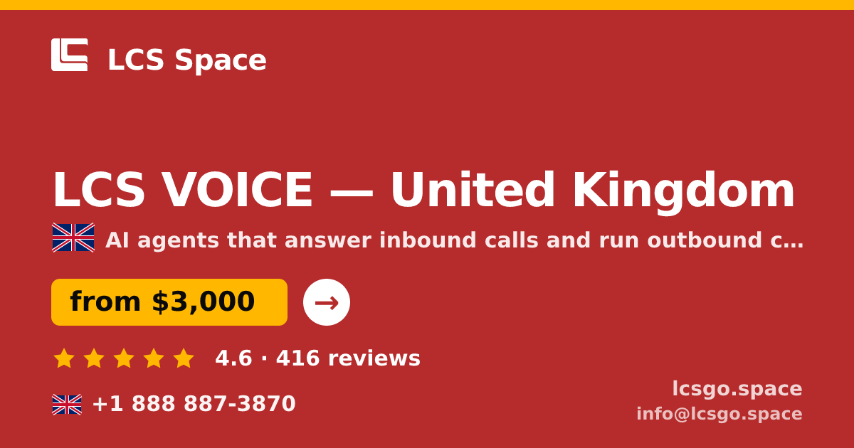 LCS VOICE in United Kingdom — from $3,000/mo, rated 4.6/5 by 416 clients. LCS Space.