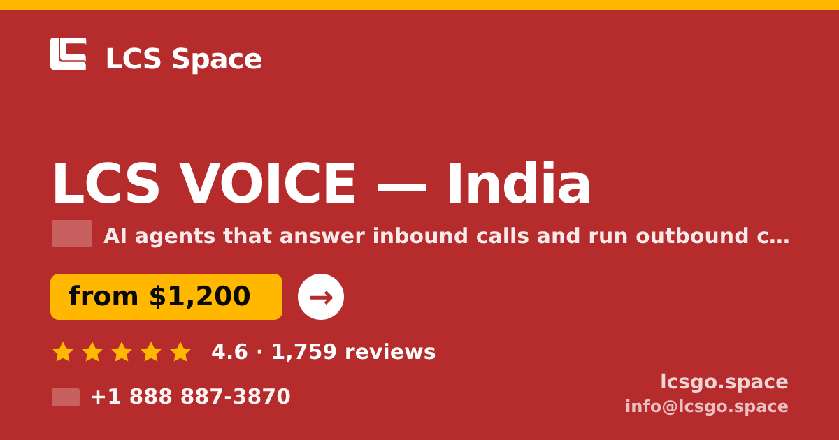 LCS VOICE in India — from $1,200/mo, rated 4.6/5 by 1759 clients. LCS Space.