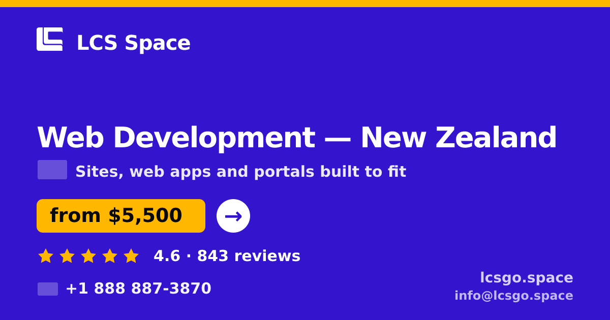 Web Development in Wellington — from $6,800, rated 4.6/5 by 3040 clients. LCS Space.