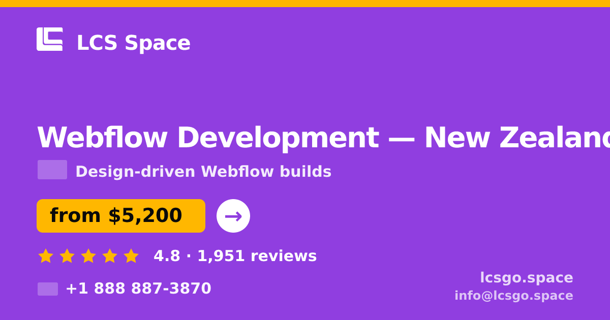 Webflow Development in New Zealand — from $5,200, rated 4.8/5 by 1951 clients. LCS Space.
