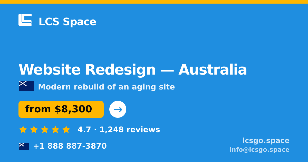 Website Redesign in Perth — from $8,200, rated 4.8/5 by 2062 clients. LCS Space.