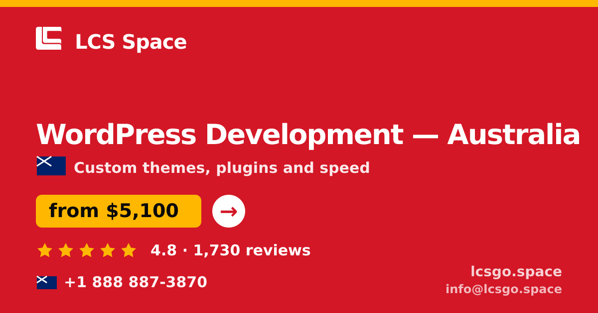 WordPress Development in Australia — from $5,100, rated 4.8/5 by 1730 clients. LCS Space.