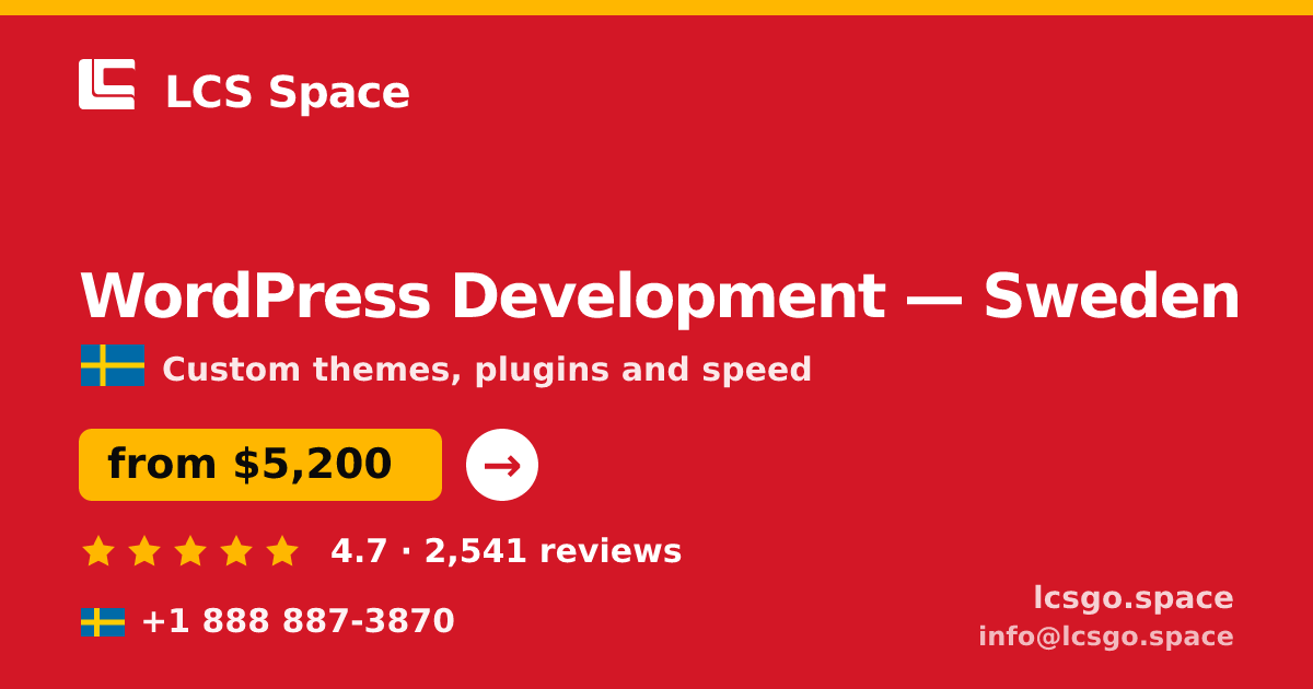 WordPress Development in Gothenburg — from $5,400, rated 4.7/5 by 1199 clients. LCS Space.